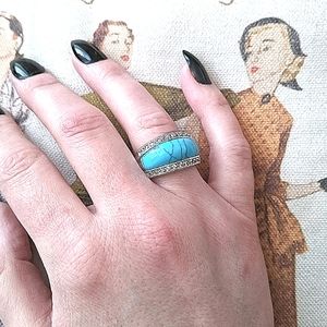 Lia Sophia Premise Howlite Turquoise Ring size 8